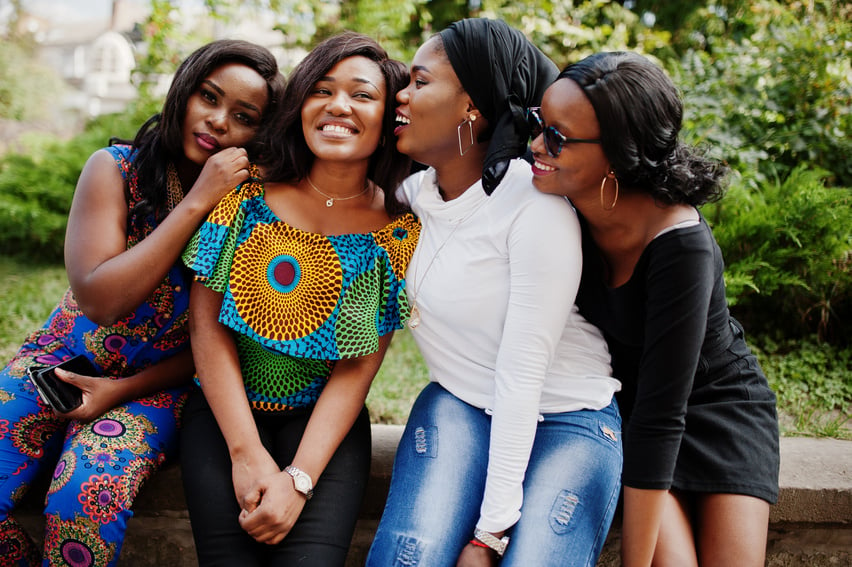 Group of four african american girls